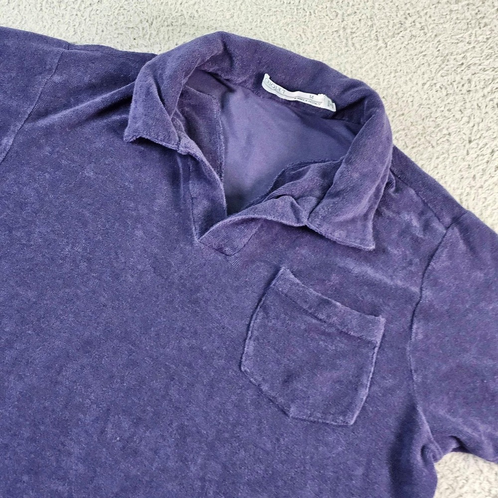 Criquet Polo Shirt Mens Medium Blue Terry Cloth Pocket Golf Casual Top Navy